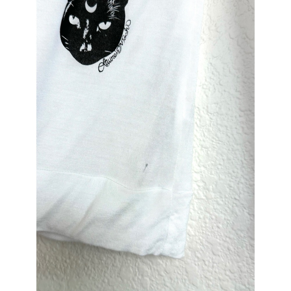 Lauren Moshi Black Cat Moon Long Sleeve Tee Soft Goth Witchy Indie Sleaze - Picture 7 of 10